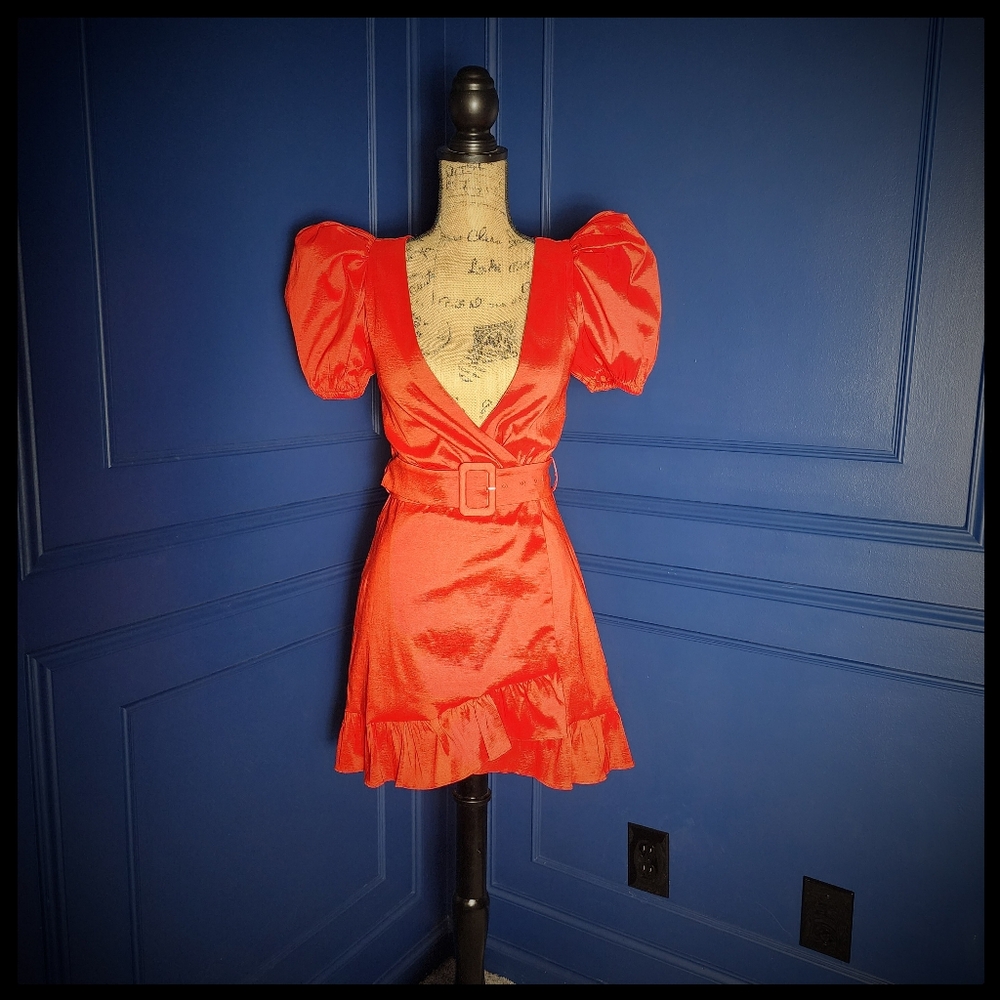 NEW Lovers + Friends Red "Ella" Mini Wrap Dress